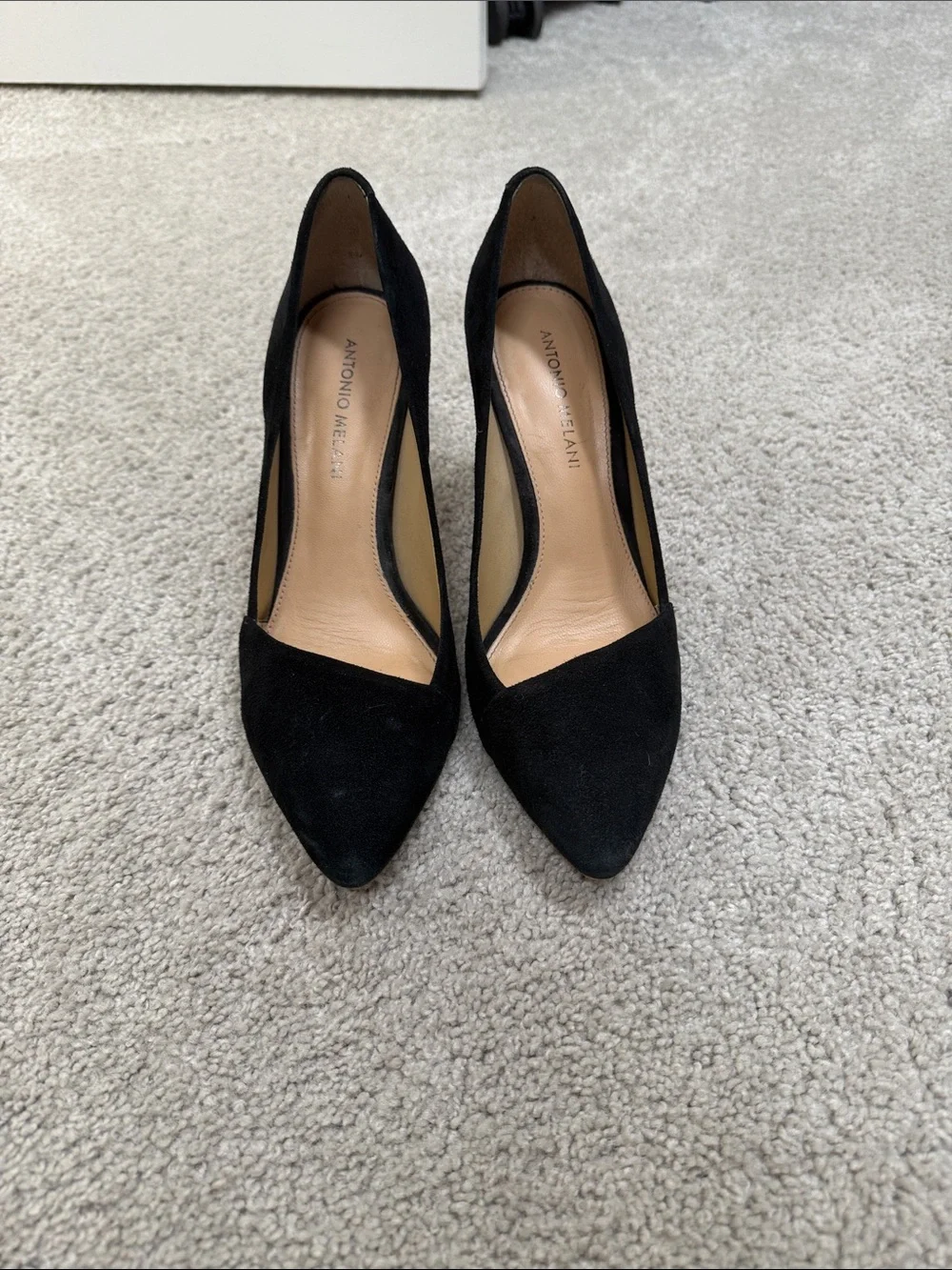 ANTONIO MELANI Black Pointed-Toe Suede Pumps